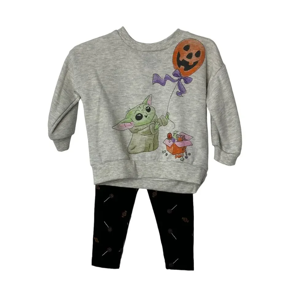 Disney Star Wars Baby Yoda Halloween Outfit Sweatshirt & Leggings 12m NEW